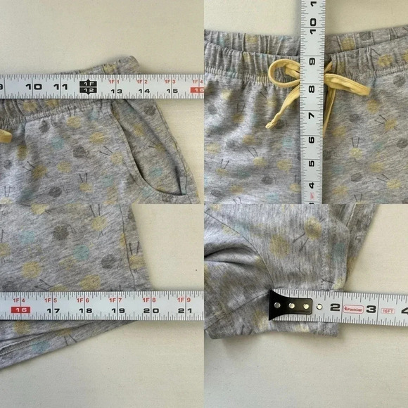 La Vie en Rose Pajama Set 3PC Sleepwear Top Shorts Capris Grey Yellow Small - Picture 12 of 16